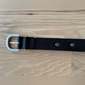 Free People Black Leather Belt Bag with Silver Buckle